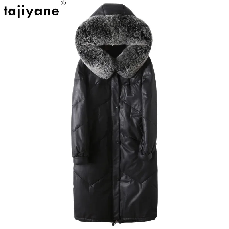 Tajiyane Real Sheepskin Leather Down Jackets for Women 2023 Winter Duck Down Coats Hooded Fox Fur Collar Puffer Jacket Parkas