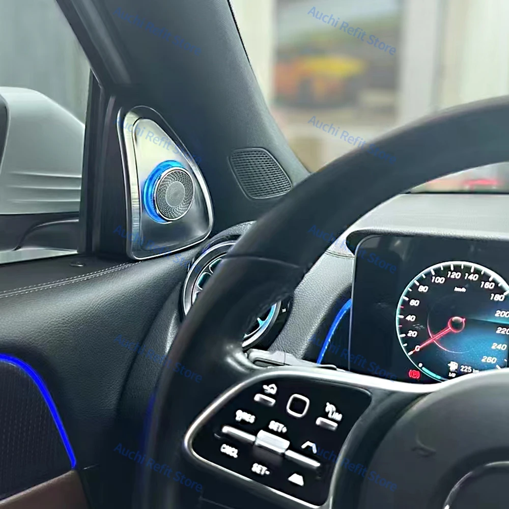 64 لون 4D الدورية مكبر الصوت المتكلم لمرسيدس بنز W177 X247 GLA GLB فئة سيارة LED ثلاثية الأبعاد ثلاثة أضعاف القرن الديكور تجديد جزء
