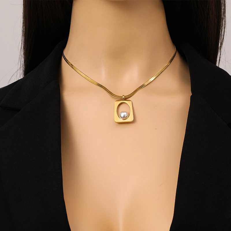 EILIECK 316L Edelstahl Geometrische Perlenkette Ohrringe Trendy Für Frauen Neues Party-Geschenk Goldfarben Wasserdichtes Schmuckset – Detail 13