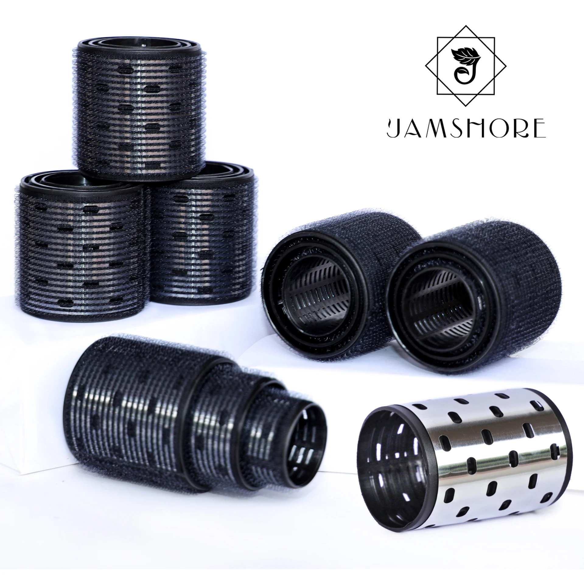 

6pcs/set Aluminum Core Thermal Hair Rollers Fast Heating Ceramic Ionic Hook & Loop Air Bang Magic Sleep Curl Bar 60mm 1949