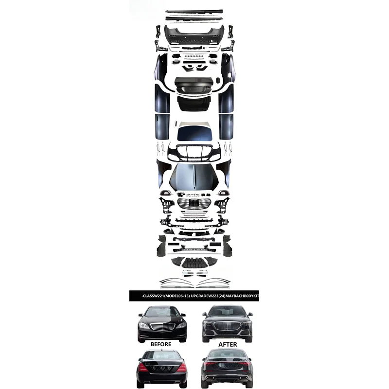 Auto Parts Conversion Body Kit Front Rear Bumpers Grille Fender Hood w/ Clips for S-CLASS W221 06-13 W223 24