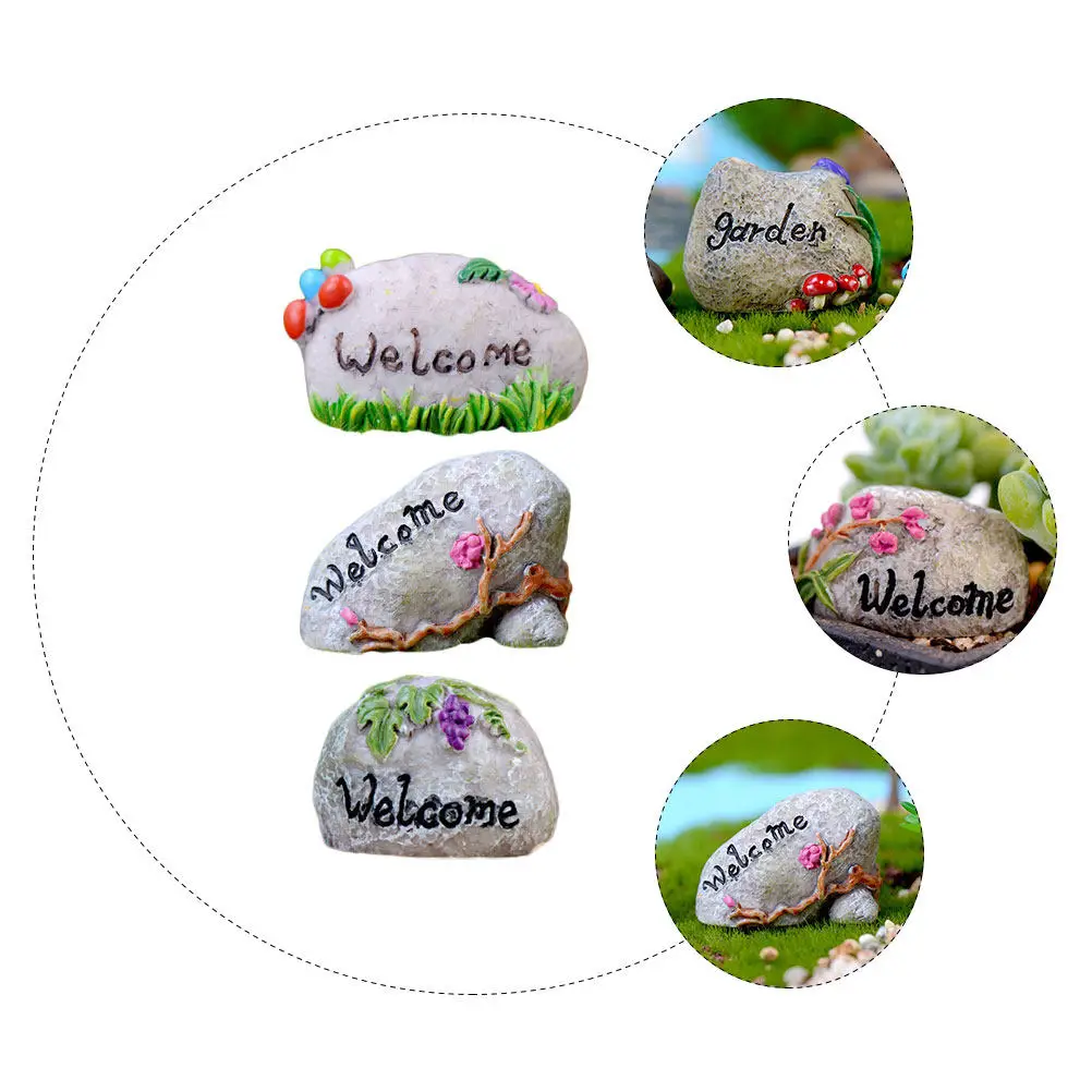 3Pcs Realistic Resin Rockery Landscape Stones for Mini Garden Bonsai Moss Terrarium Micro Landscape DIY Home Office Car Decor