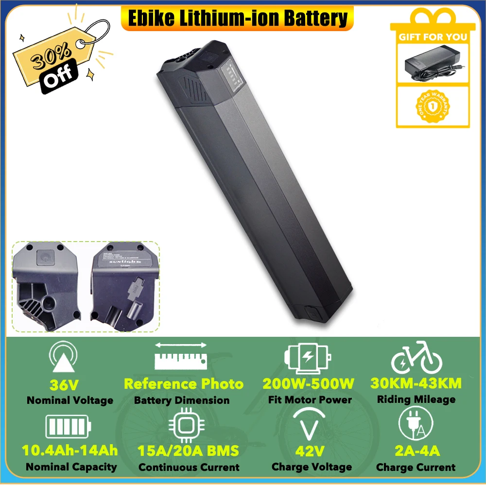 

Lithium-ion 36V 10.4Ah 12Ah 13Ah 14Ah Sungling Replacement Battery Pack for Nilox Ebike