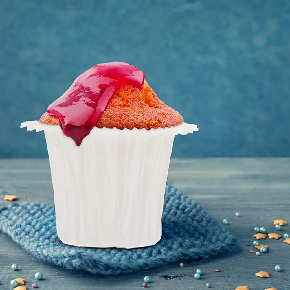 50 قطعة بطانات كب كيك مقاومة للحرارة غير قابلة للتشوه تصميم بسيط أكواب الخبز أوراق الكعك بطانات كب كيك لوازم الخبز #4