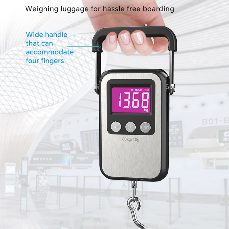 Portable Digital Weight Scale 60kg 10g Electronic Luggage Scale Battery/USB Charging LCD Hanging Hook Scale Weighing Balance - view 3