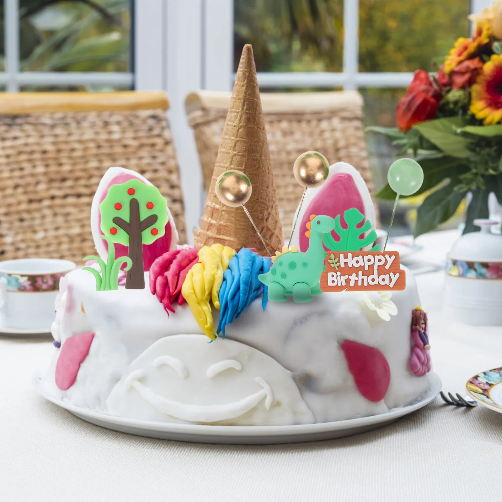 33Pcs Jungle Animal Cake Decorations Wild Animal Cake Picks Birthday Party Jungle Theme Dessert Decor Elk Decorations