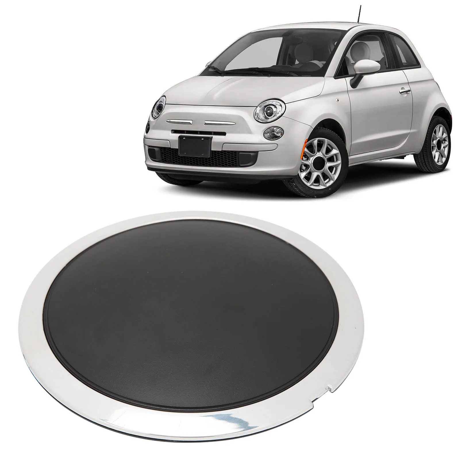 Center Wheel Hup Cap With Chrome Trim 68078419AC Heat Resistant Wheel Hub Center Cap Replacement for FIAT 500