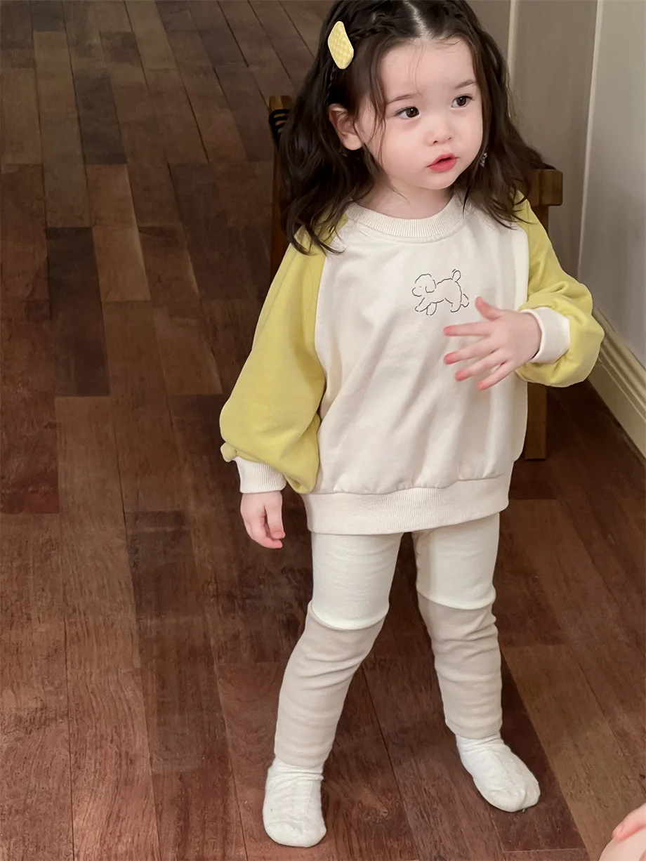 

2025 Autumn New Baby Girl Patchwork Casual Sweatshirts Infant Toddler Cartoon Print Pullover Tops Long Sleeve Cotton Clothes