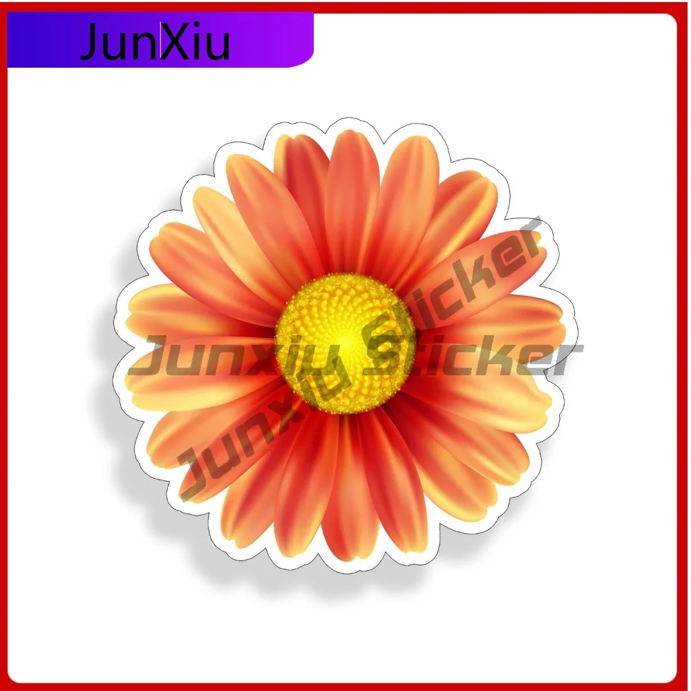 

Orange Daisy Flower Sticker Cup Cooler Vehicle Decal Cute Waterproof Vinyl Decoration Car Laptop Window Bumper