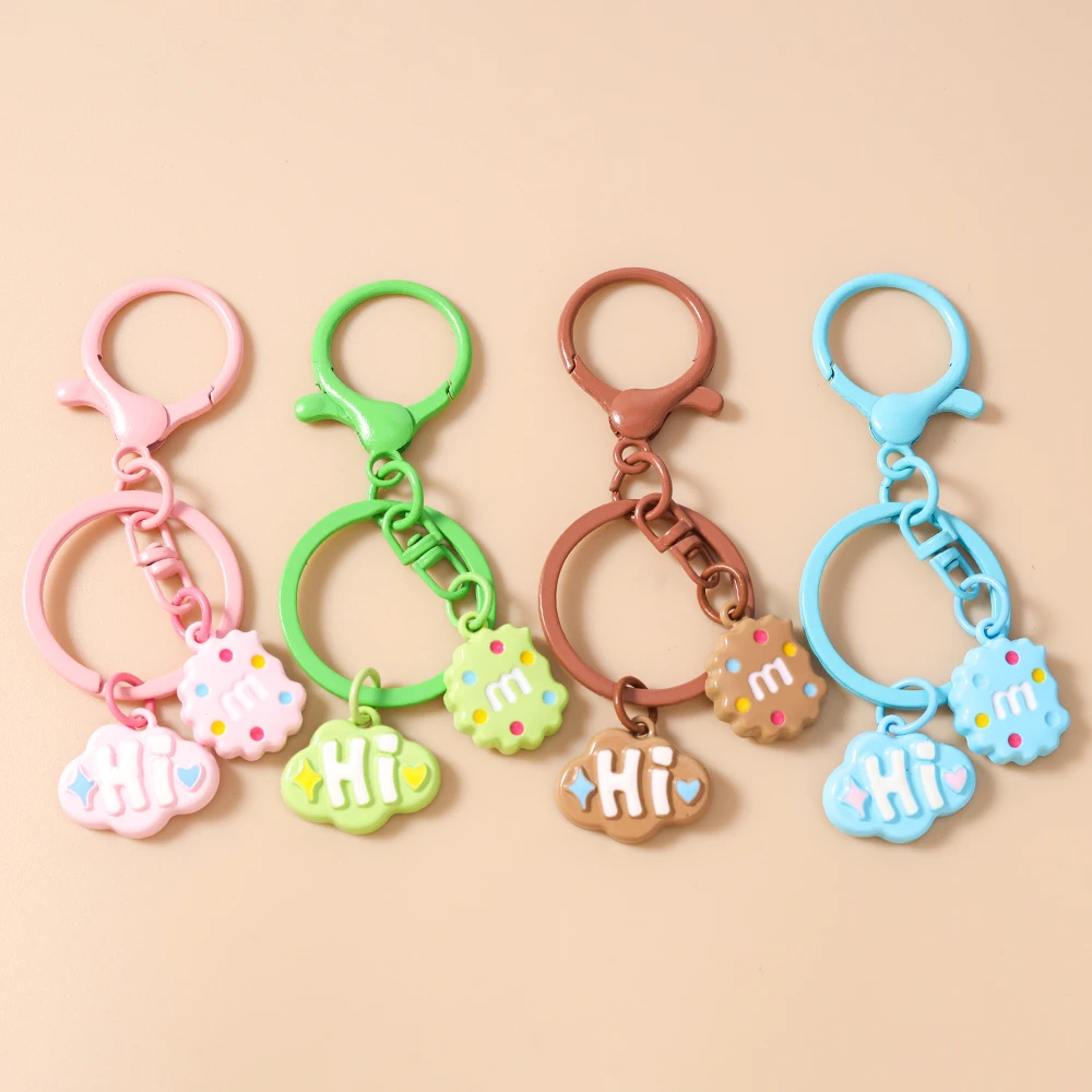 

Pretty Cloud Keychain Women Girls Bottle Cap Key Ring Pendant for Handbag Decor DIY Car Key Holder Jewelry Gift