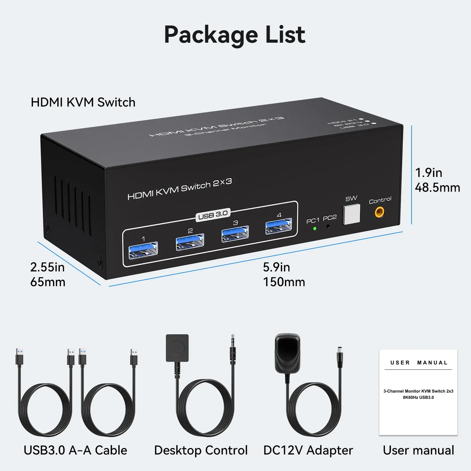 Imagem -06 - Triplo Monitor Kvm Switcher para Computadores Hdmi Usb 3.0 Kvm Switch Monitores Computadores 8k 60hz 4k 120hz