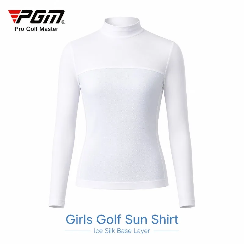 PGM Girls Golf Sun Protection Shirt Kids Ice Silk Long Sleeve Base Layer UPF50+ Cooling Quick Dry Breathable Top