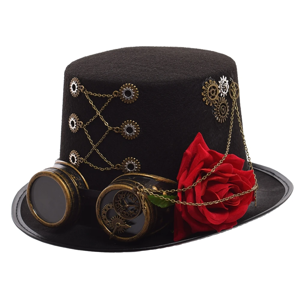 

Black Steampunk Top Hat Unisex Women Men Vintage Gothic Goggles Cosplay Party Head Wear