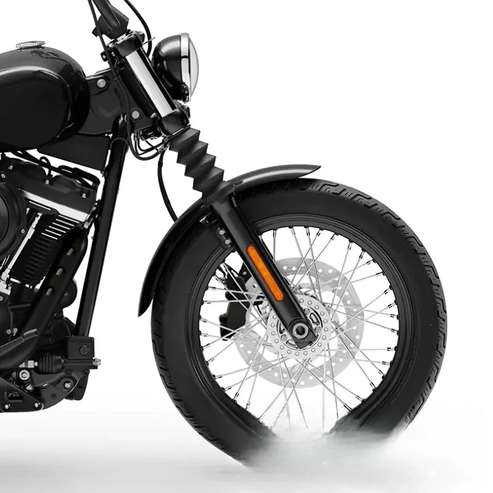 For Harley Soft Tail Standard FXST Street Fighter 2018-24 Bright Black Front Fender Iron Fender Tile