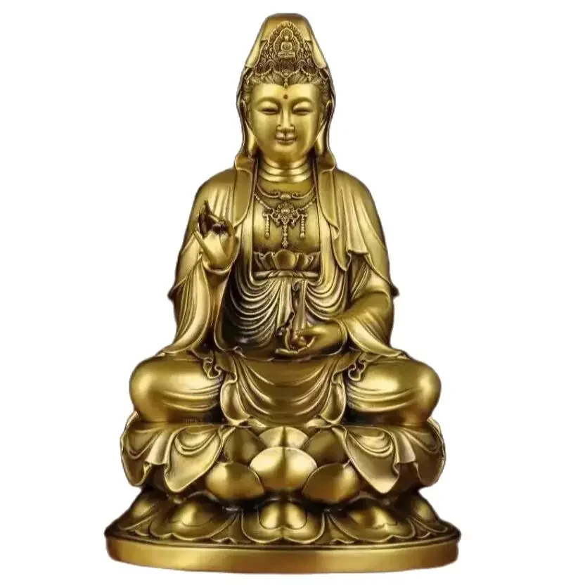 Pure copper Guanyin Bodhisattva ornament, size, number, sitting lotus, Guanyin household desktop, offering high-end Guanyin sta