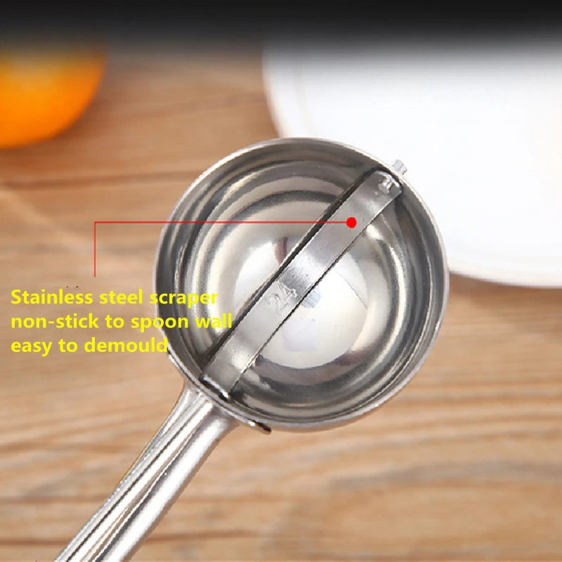 Stainless Steel Ice Cream Scoop Tool Cookie Spoon 12 Size Watermelon Ball Handle Mash Potato Tools Home Kitchen Accessories 1PCS