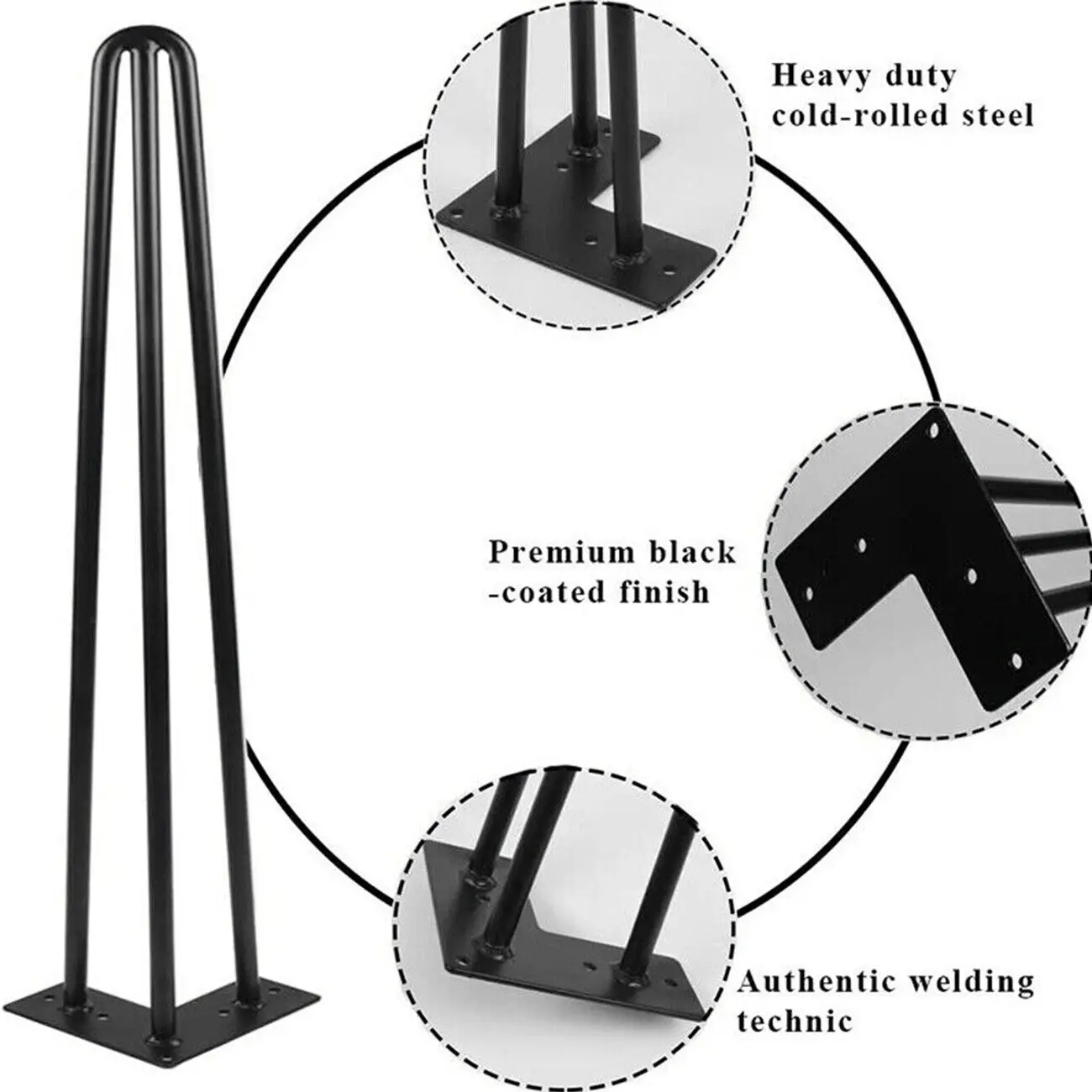 Samger 3 Rod Hairpin Legs 4x12 inch DIY Metal Support Desk Table Legs For Furniture Hardware Furniture Fittings 4PCS