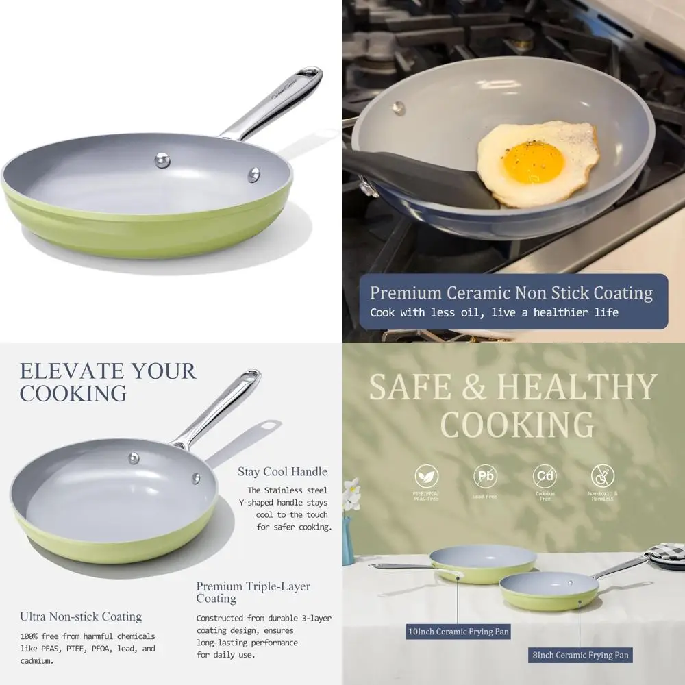 

Керамическая сковорода с антипригарным покрытием — 10-дюймовая здоровая сковорода для приготовления яиц, блинов, жарки с ровным распределением тепла, без