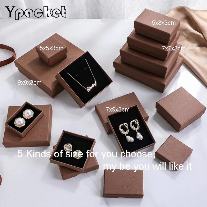 Brown Color Jewelry Gift Box For Women Jewelry Organizer Box Engagement Ring For Earrings Necklace Bracelet Display 48Pcs/Lot