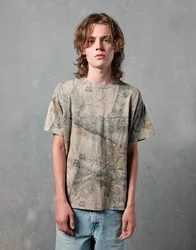 American Retro Graphic T Shirts Leaf Pattern Top Streetwear Harajuku Y2K T-shirt Couple Camouflage T-shirt Clothes Tops Tees