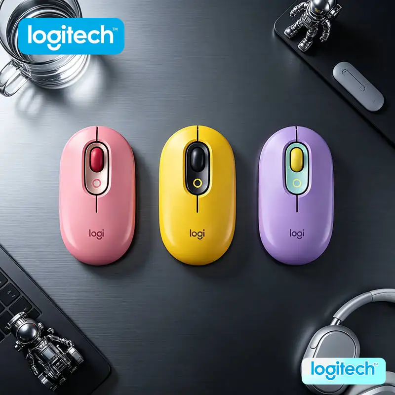 Logitech M350 POP Wireless Mouse 3 Buttons Optical Sensor Slim Compact Quiet for Versatile Hybrid Laptop and Tablet Use