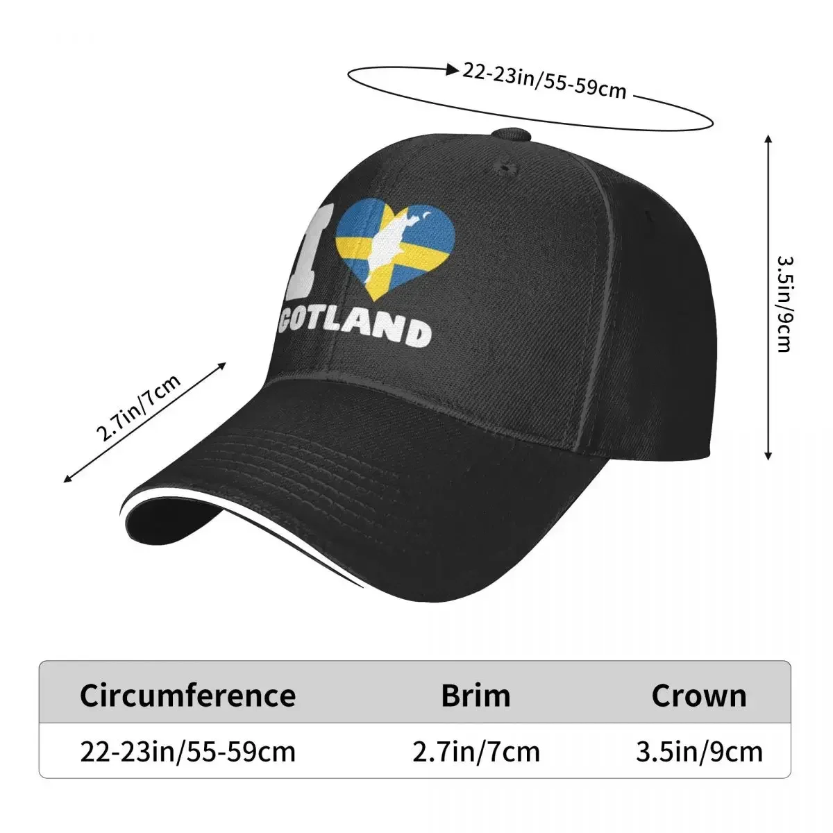 Suecia Island I LOVE GOTLAND Gorra de béisbol Sombrero de golf Ropa de calle Sombrero de camionero Sombrero de gran tamaño Béisbol para hombres y mujeres