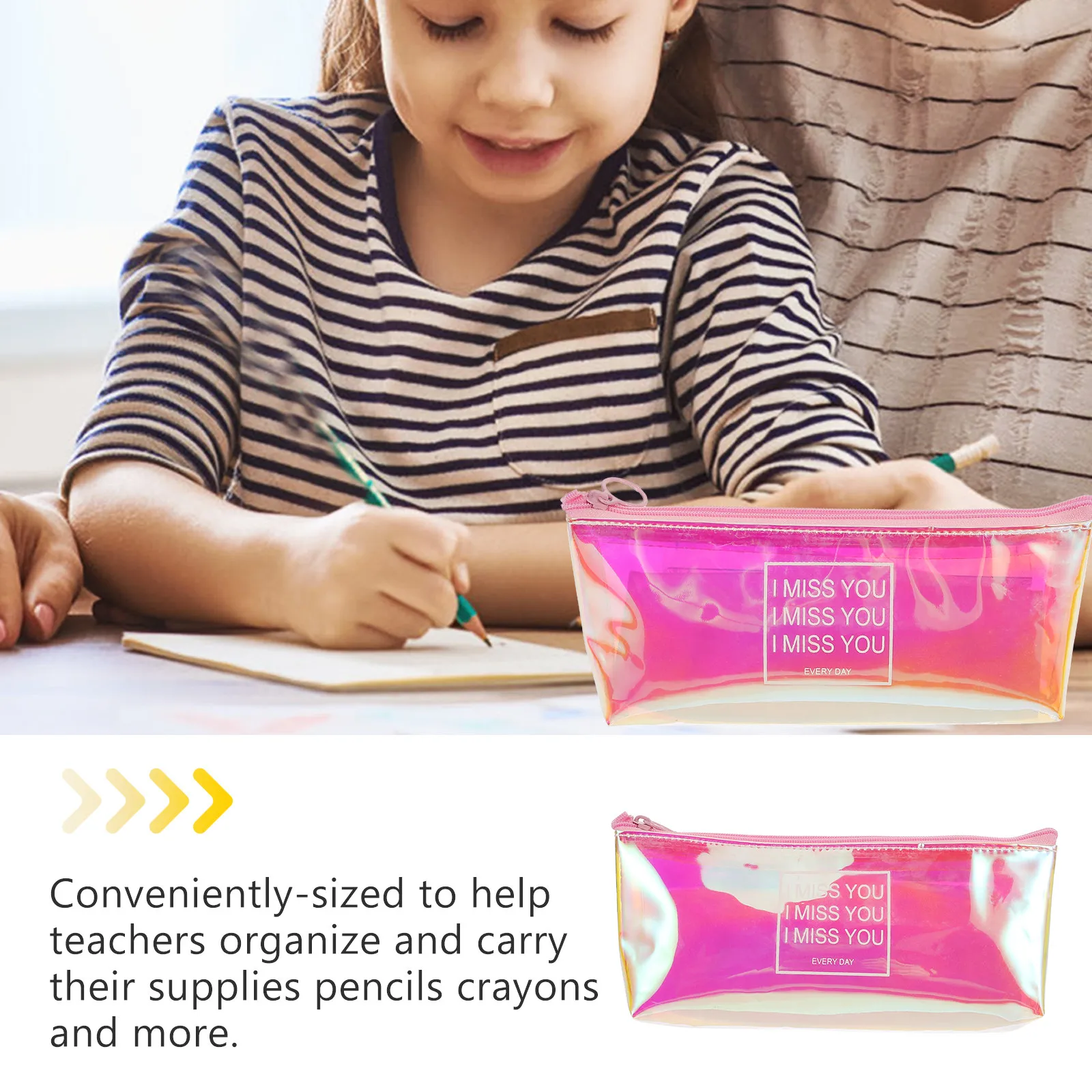 Waterproof PVC Pencil Case Large Capacity Lightweight Zipper Pen Bag for School Travel Stationery Storage