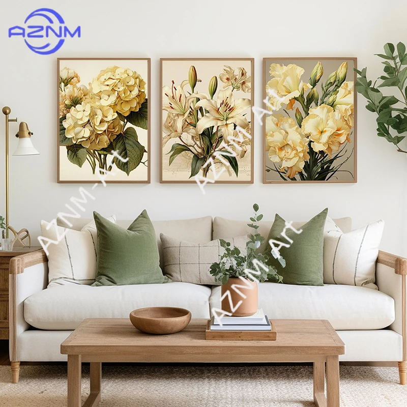 Vintage-Pflanzenblumen, Sonnenblumen, Rosen, Nelken, Pfingstrosen, Blumenstrauß, Poster, Leinwandgemälde, Wandkunst, Bilder, Wohnzimmer, Heimdekoration