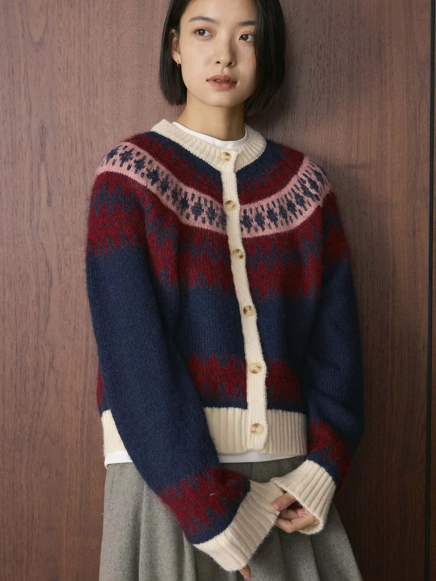 سترة صوف محبوكة من قماش الجاكار بتصميم كلاسيكي كوري جديد للشتاء سترة واحدة الصدر للنساء