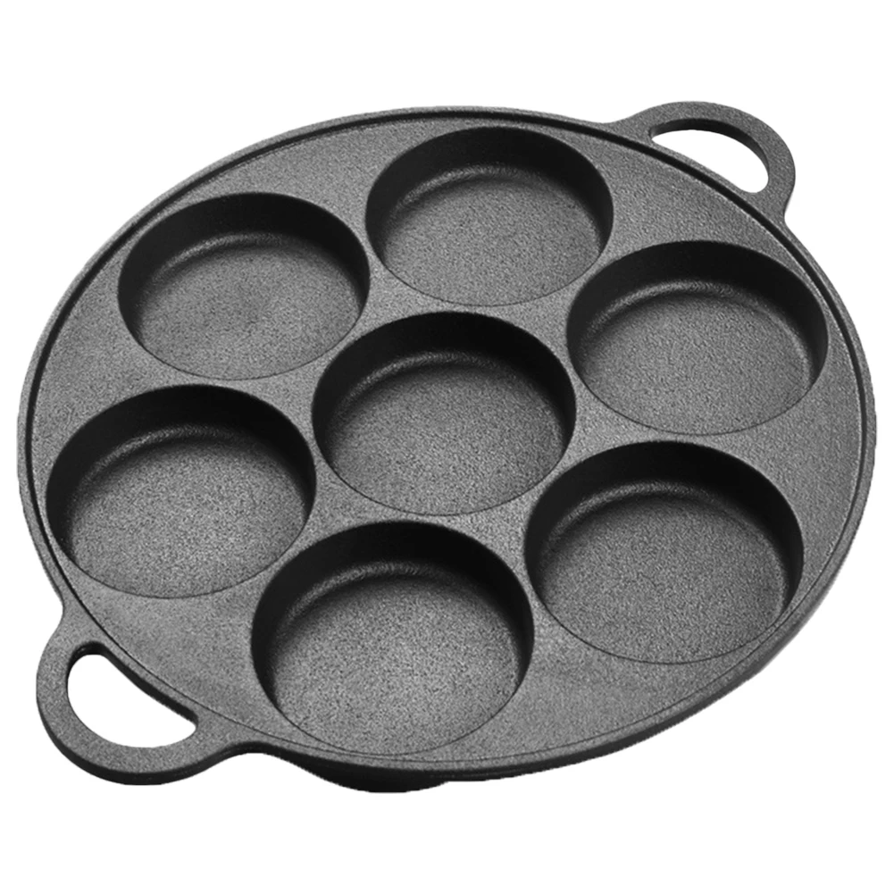 

7 Hole Skillet Omelet Pan Cast Iron Non-Stick Egg Pie Frying Takoyaki Pan Omelet Pancake Breakfast Maker for Gas Stove Induction