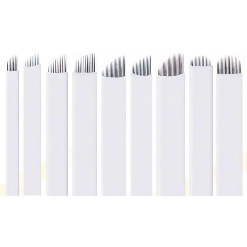 

50pcs Tebori Microblading White 12/14/16/18 Flex U Shape Tattoo Needles Blade Permanent Makeup Eyebrow Pen