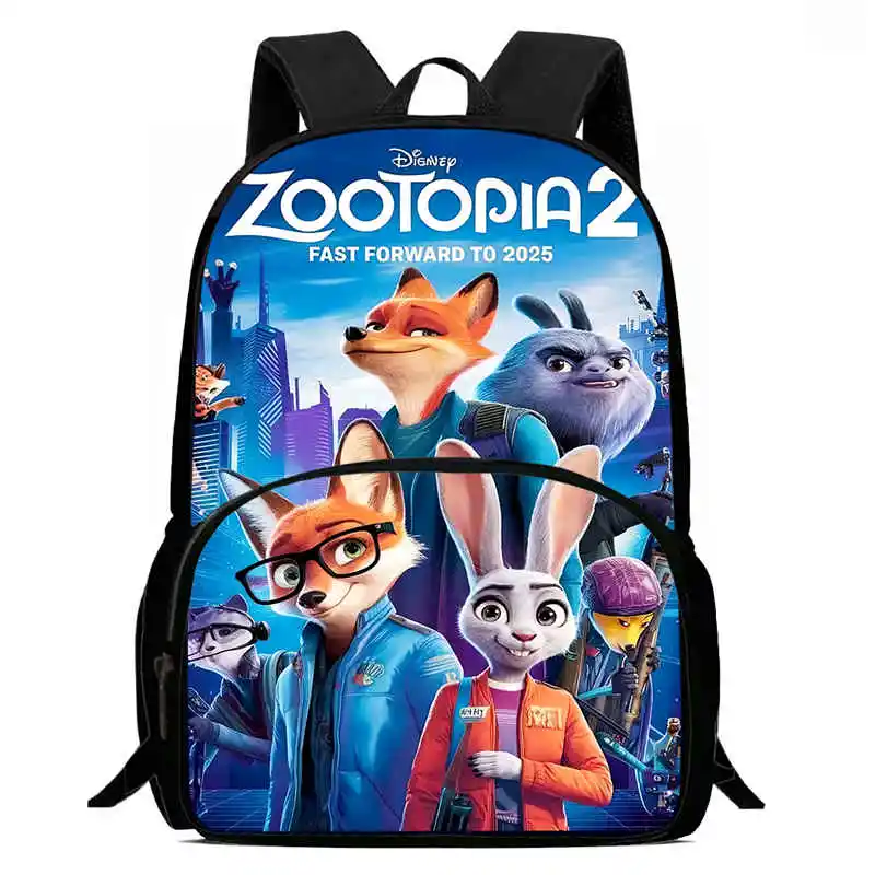 

Детский школьный рюкзак с передним карманом, школьные сумки с рисунком Zootopia 2, прочный детский рюкзак для школьников