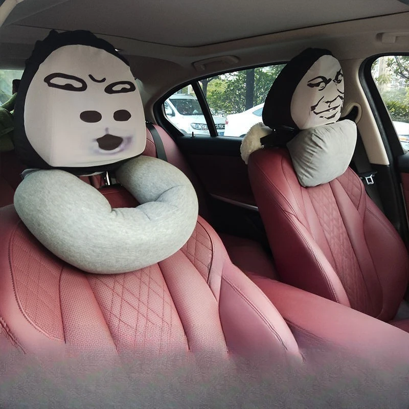 

Car Headrest Covers, Creative Emoticons, Quirky and Fun, Funny Interior Decoration, Headrest Seat Covers, Universal Type