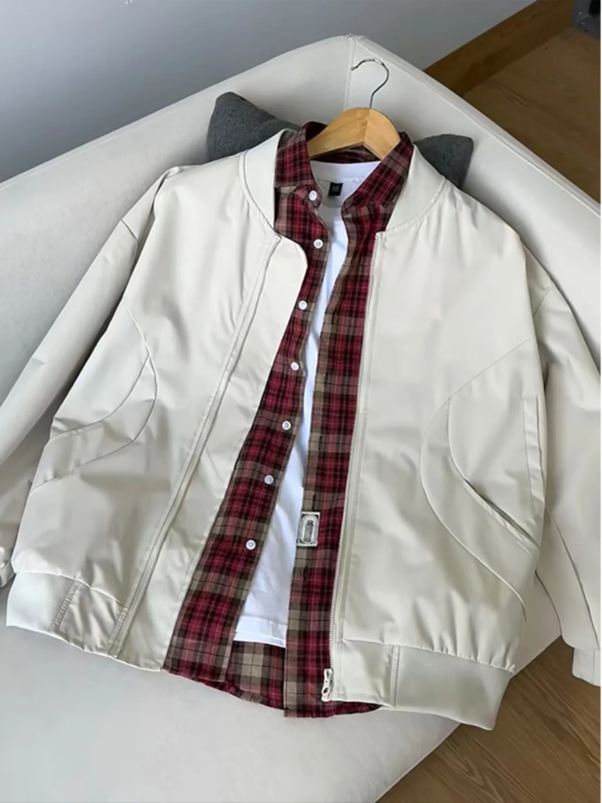 

Мужская бейсбольная куртка Cleanfit American Style: модный, высококачественный, свободный крой, в стиле цветных блоков, с эффектом летного костюма