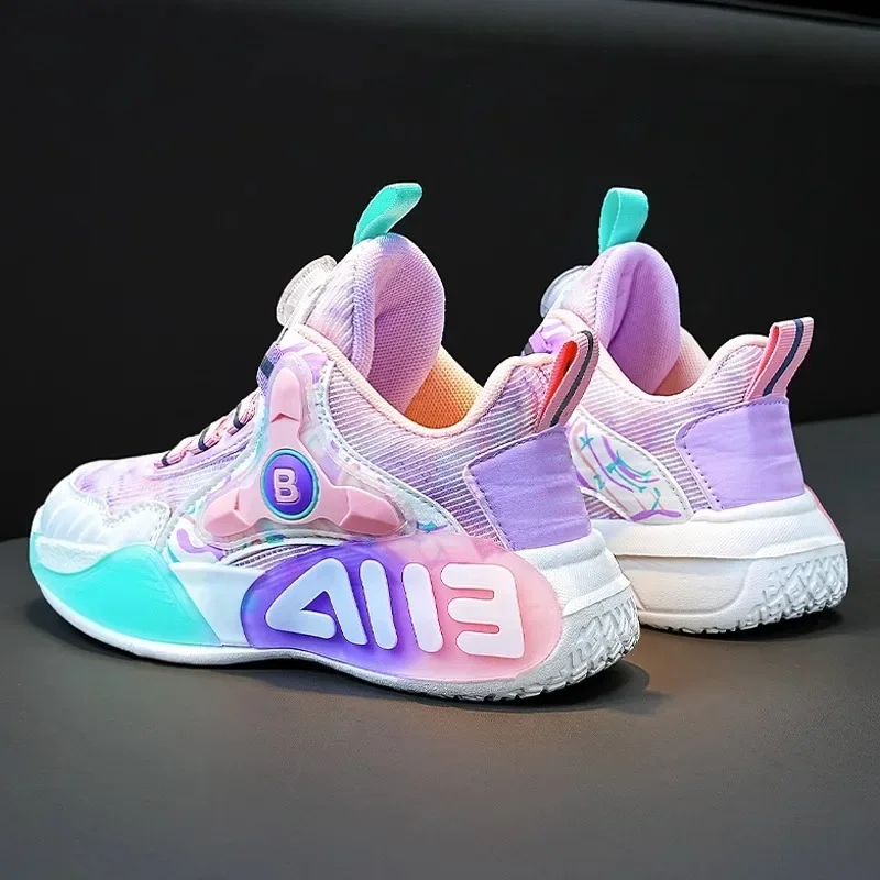 Sneakers for Girls New Rotating Lock Buckle Outdoor Light Running Shoes Casual Kids Sports Shoes Breathable Children Trainers