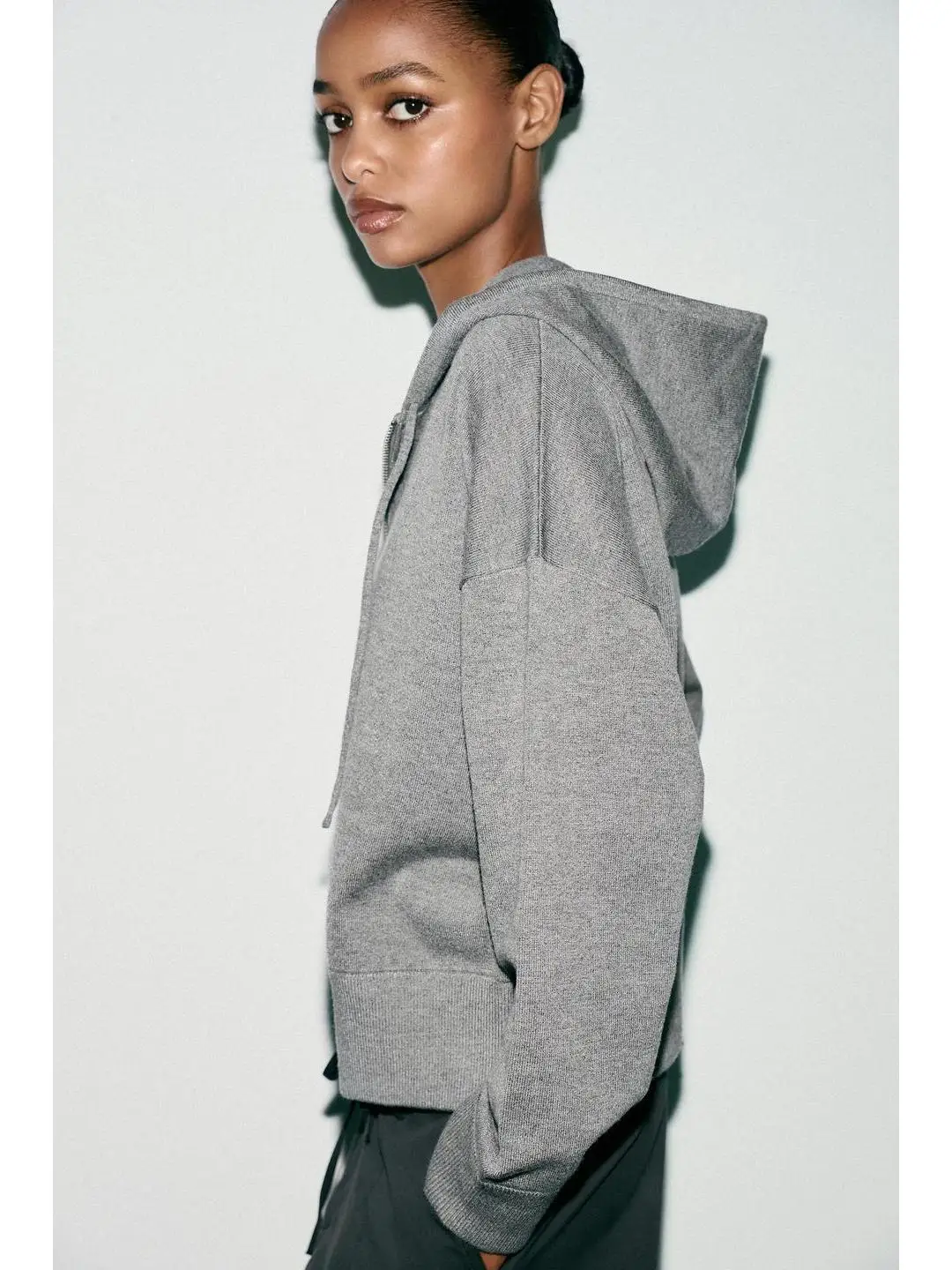 

Регулируемая толстовка с длинными рукавами и капюшоном, вязаная кофта на молнии, женская повседневная удобная модная верхняя одежда для ранней осени