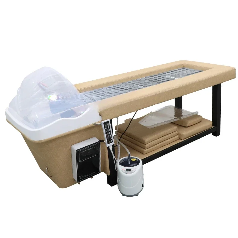 Automatic Smoke-Free Moxibustion Bed Beauty Salon Head Therapy Shampoo Chair Movable Head Therapy Basin