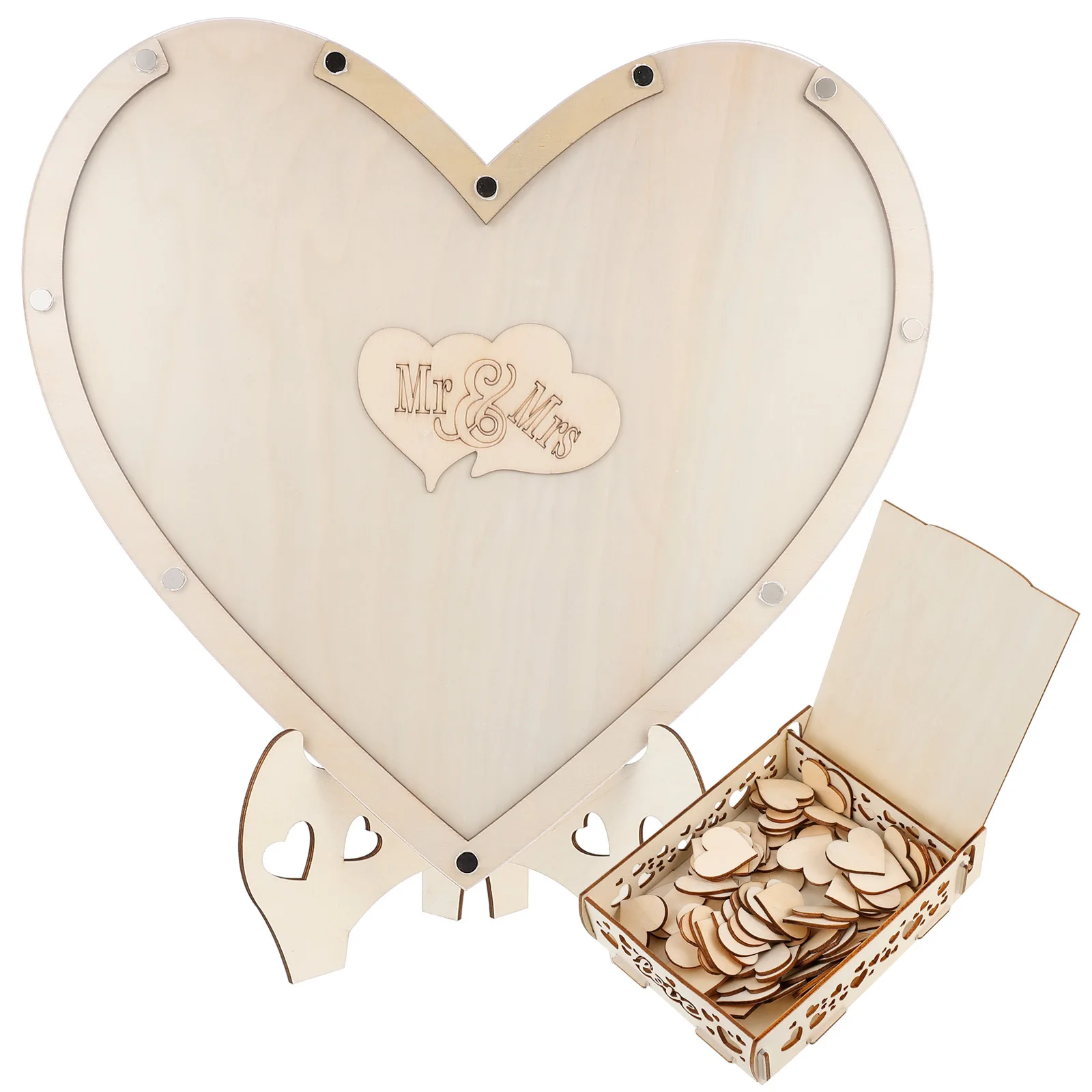 

1Set DIY Heart-Shaped Wedding Guest Signature Display Rack Wooden Alternative Stand Wedding Decoration Gift Signs Guidelines