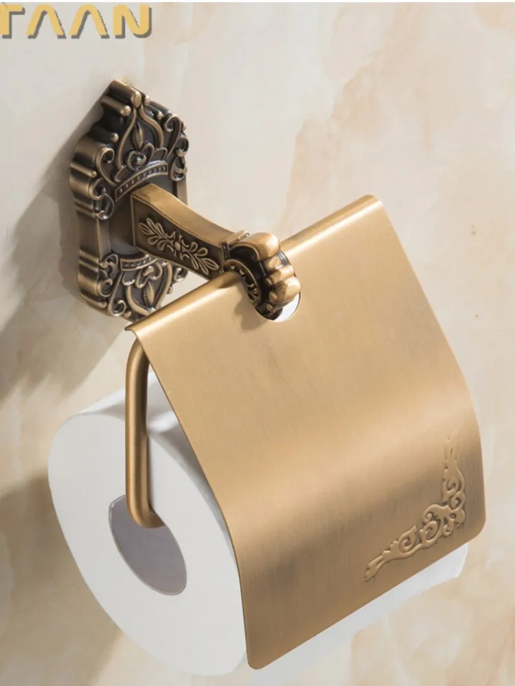 ., Solidny aluminiowy uchwyt na papier toaletowy Antyczny mosiężny kolorowy pojemnik na papier toaletowy Klasyczne akcesoria łazienkowe YT-11292 — zdjęcie 2