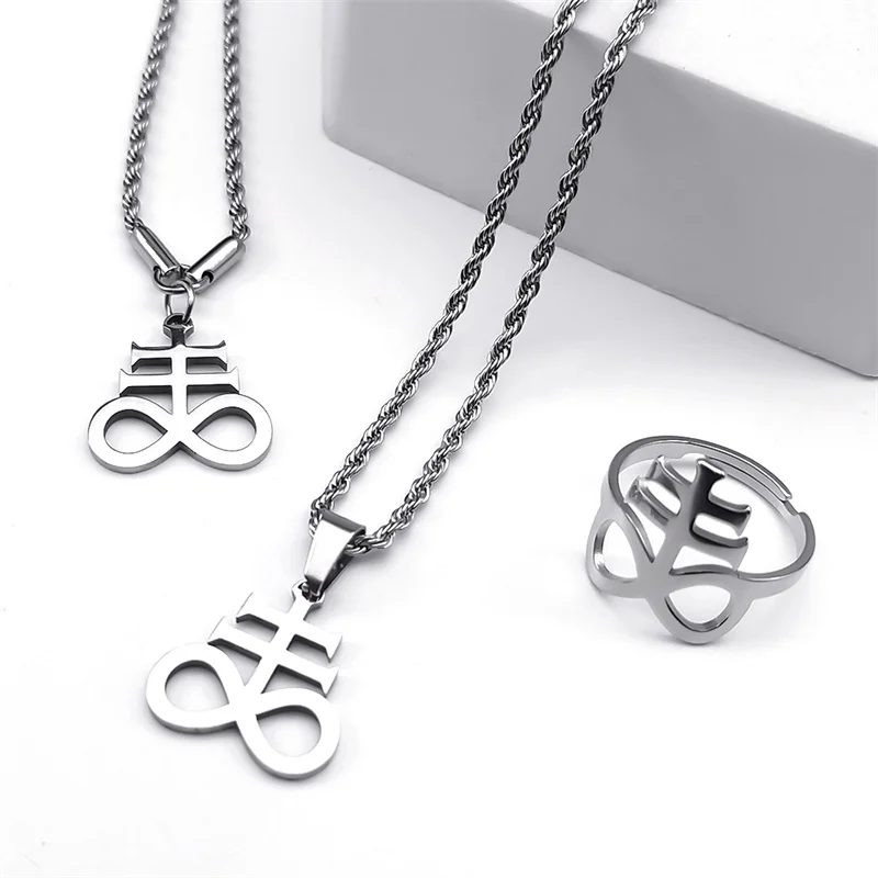Women's Stainless Steel Satan Cross Jewelry Set