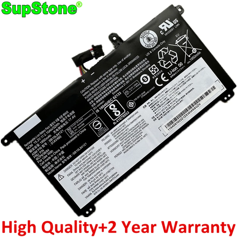 Supstone 01av493 00ur890 00ur891 00ur892 Bateria do Portátil para Lenovo Thinkpad T570 T580 P51s Sb10l84121 Sb10l84122 Sb10l84123