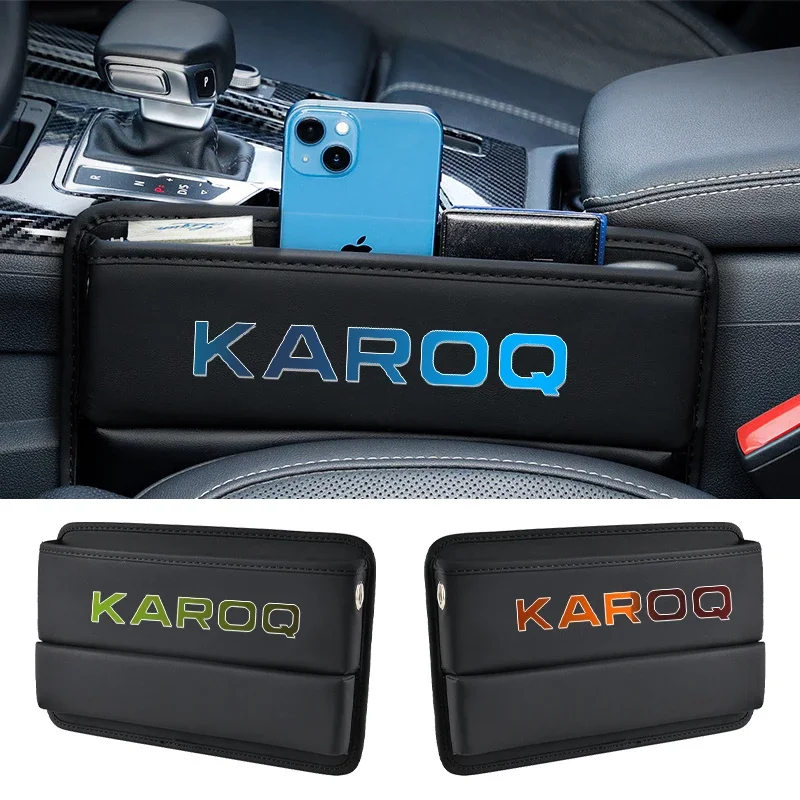 For SKODA KAROQ 2018 2019 2023 Car Seat Gap Crevice Organizer Leather Storage Box Car Accessories