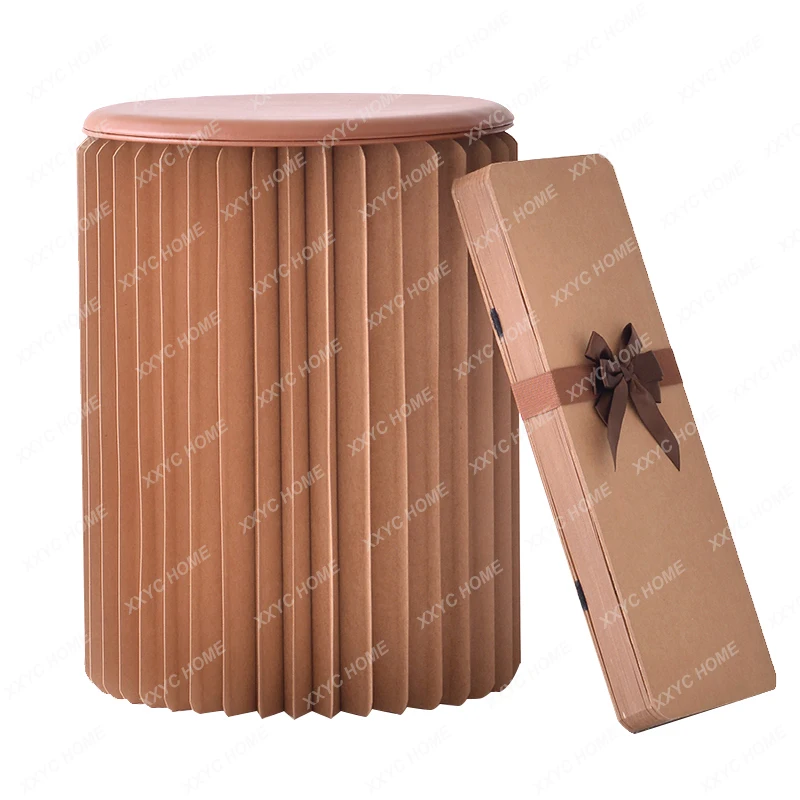 

Paper Exquisite Fashion Creative Furniture Living Room Home Space-Saving Kraft Paper Organ round Stool Telescopic Folding Paper