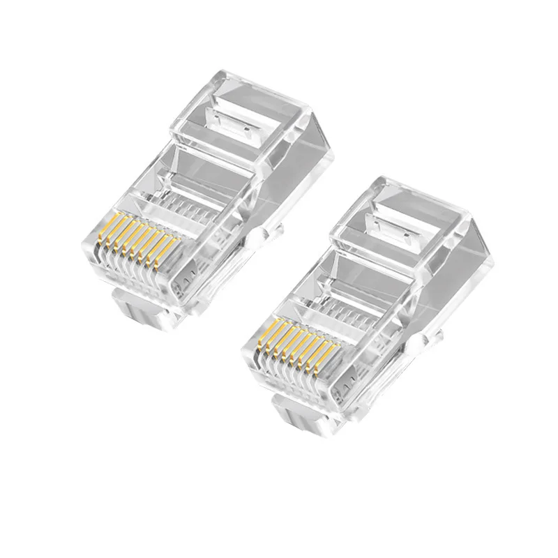 OULLX-Connecteur réseau plaqué or, 20/100 pièces, 50U, Cat6, Cat6e, 1000Mbps, directions Ethernet, prise technique, têtes en cristal RJ45