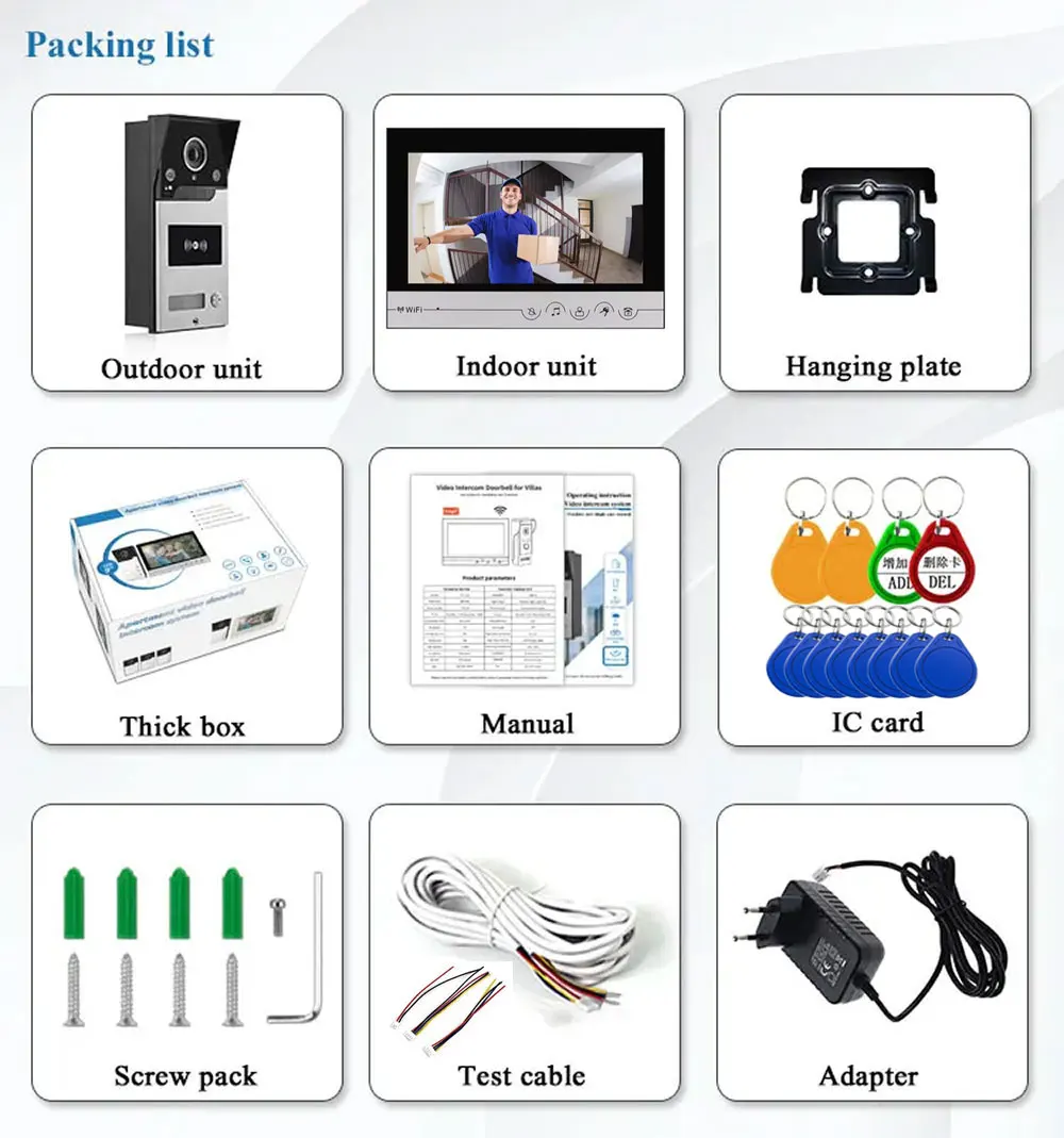 Imagem -06 - Tuya Wifi Video Door Phone Intercom System Rfid Card Unlocking Função de Controle de Acesso Wide Angle hd Câmera