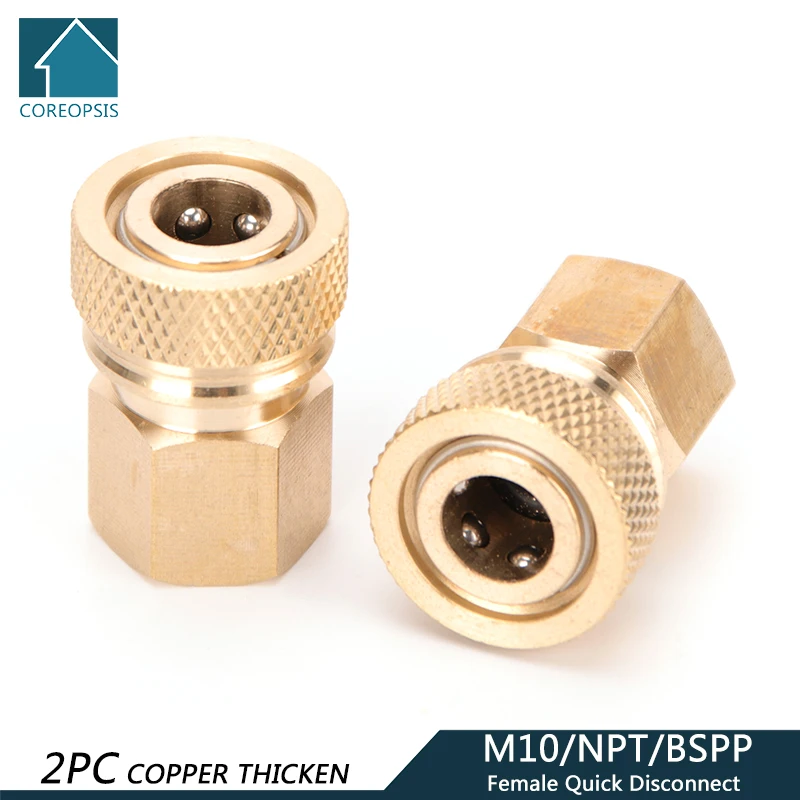 BSPP Thread Copper Quick Connect Couplings Fittings NPT Quick Disconnect Release  Air Refilling Adapter M10 Coupler Sockets2pcs