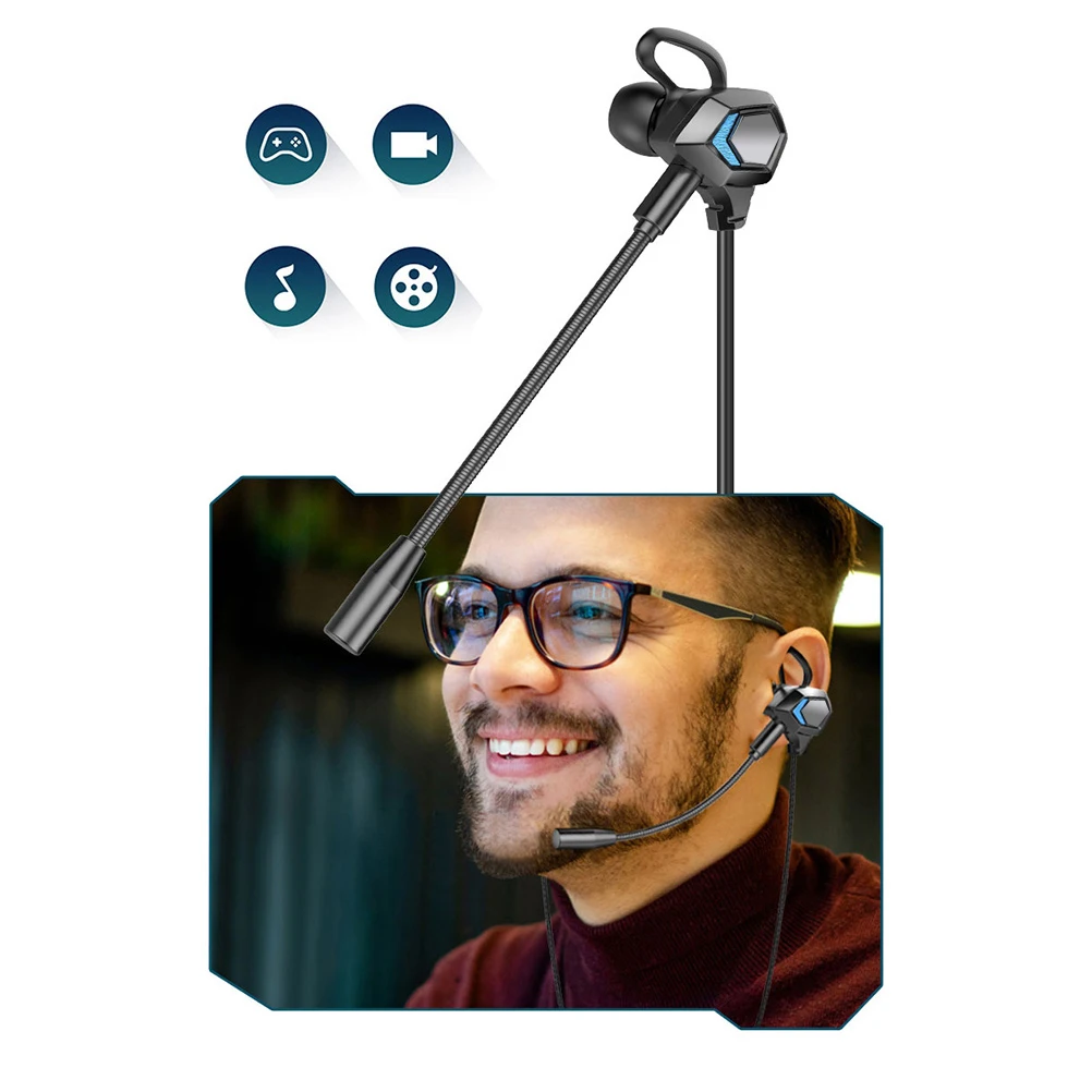 

Wired Gaming Earphones In ear Ergonomic Earbuds Durable ABS Microphone Compatible 35mm Connector Soundproof Comfortable Stable