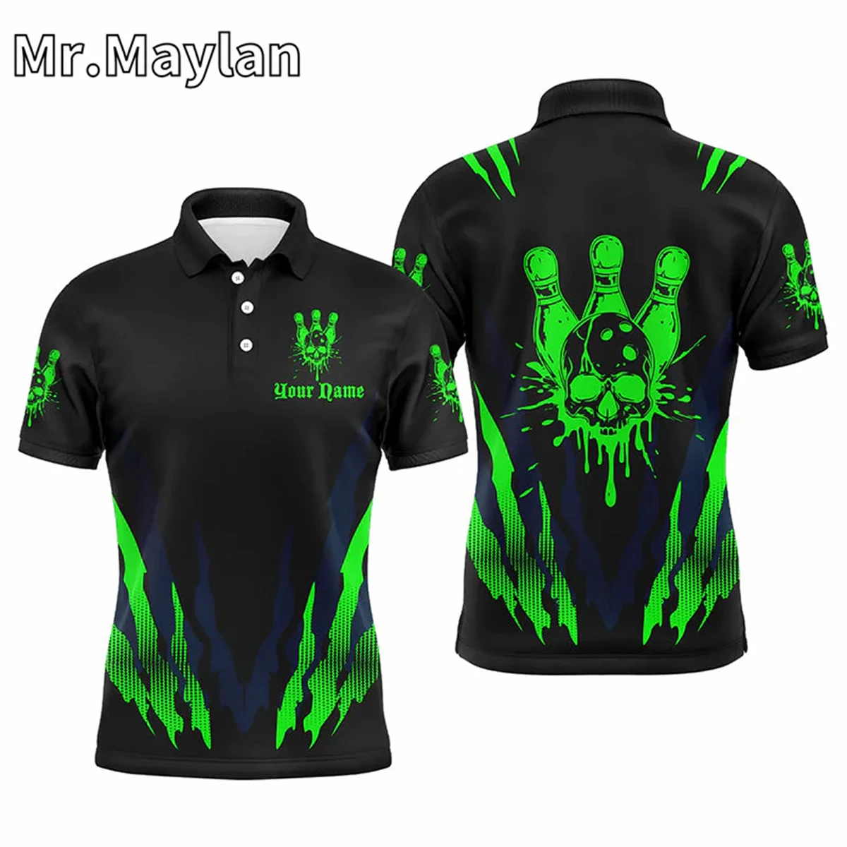 3D Bowling Shirt For Men Custom Bowling Polo Shirt For Team Personalized Navy Bowling Jersey Gift for Bowling Lovers UnisexTops image 6