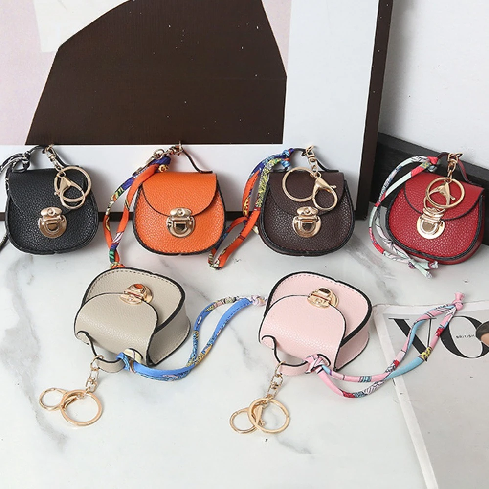 Mini PU Leather Saddle Bag Charm Bag Pendant Luxury Cute Coin Purse Pendant Fashion Decor Creative Keychain Gift Lipstick Bag image 6