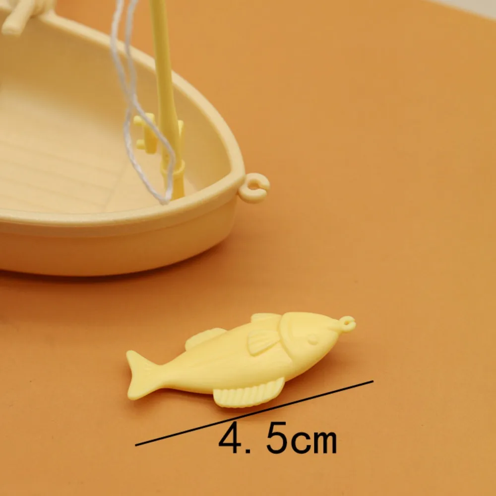 Funny Plastic Fishing Boat Model Mini Simulated Dollhouse Ornaments Bagged Miniature Fishing Boat Set Children